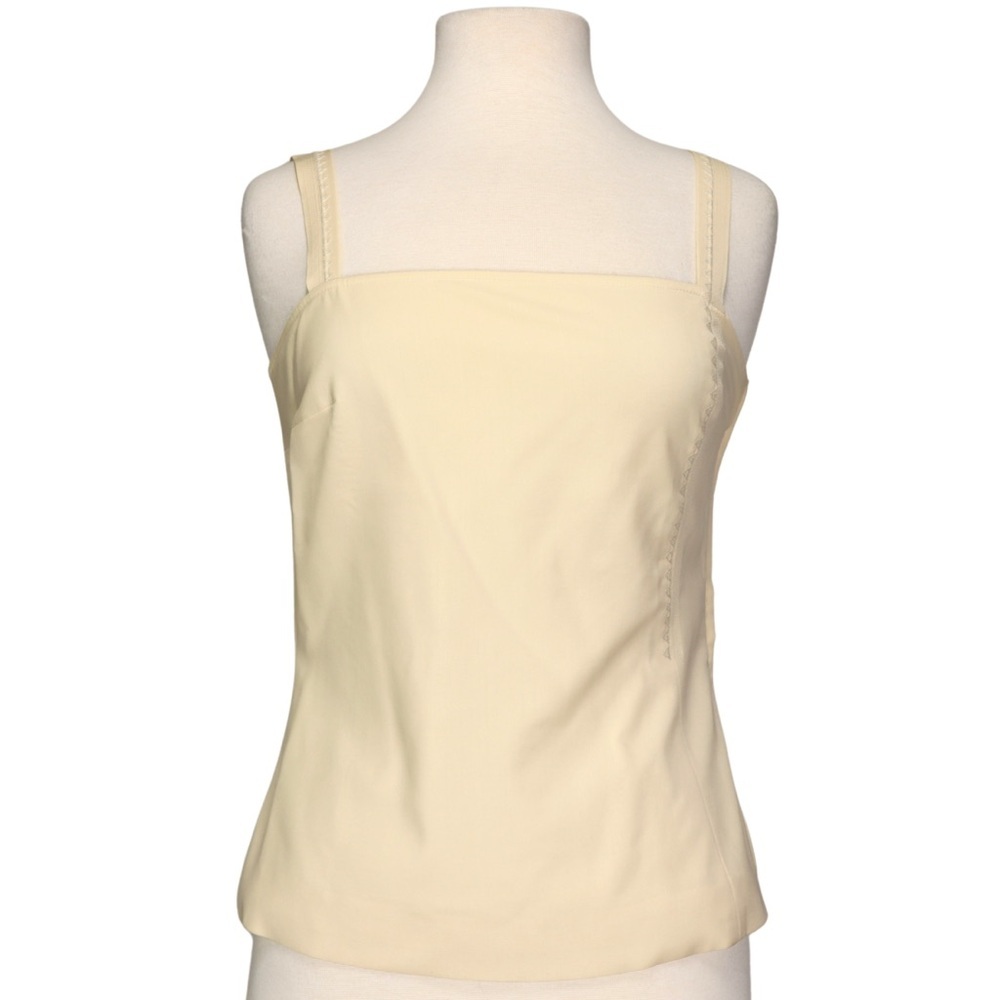 Ozbek Sleeveles Top Women Size 8 Beige Side Zip Rayon Blend Italy